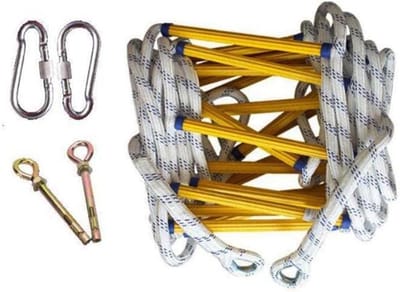 Brandwerende touwladder - Noodladder reddingsladder - Veilige evacuatie - Snel opklapbaar - 18 m - Wit