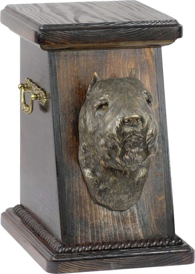 Elegante urn voor hondenas met beeld van Ierse Soft Coated Wheaten Terrier