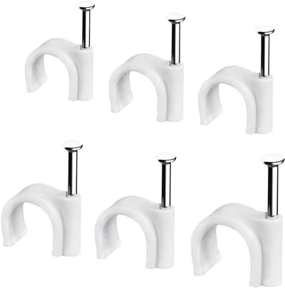 NTH products- Kabelklemmen Sterke Spijkers - 100 Stuks - Wit Rond Profiel - Kabel Organiser - Geschikt voor Thuis/Kantoor - Eenvoudig en Stijlvol - Kabelclips