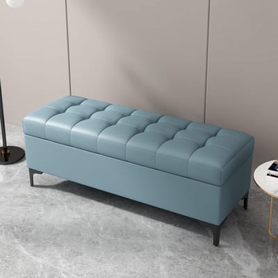 Opbergbank - Ottomaan Poef - Ruimte Organiseren - Zacht Sluitend Deksel - 140x40x43cm - Blauw
