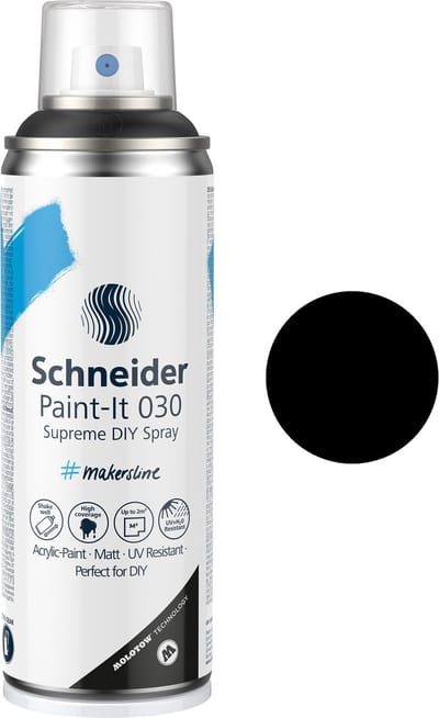 Schneider spuitbus verf - Paint-It 030 - DIY spuitverf - acrylverf - 200ml - zwart - S-ML03050001