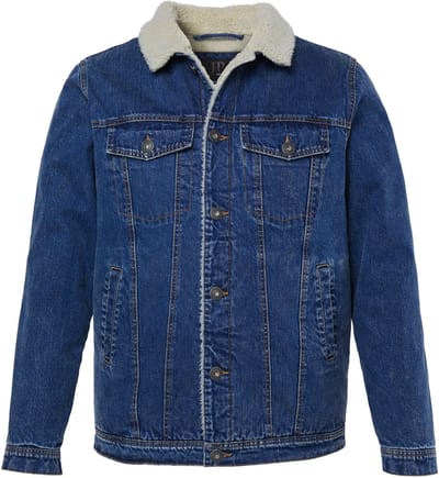 JP 1880 - Heren - Jeans jack denim teddy kraag teddy voering tot 8XL - Denim blauw - Maat XXL