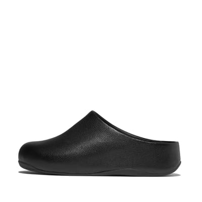 FitFlop FitFlop Shuv Tumbled-Leather Clogs ZWART - Maat 36