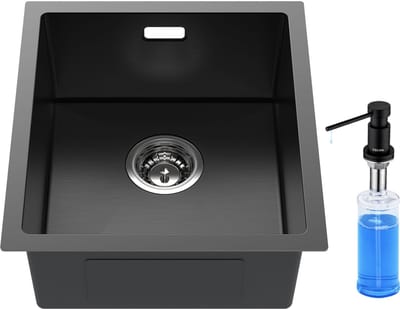 CECIPA max Spoelbak Antraciet 40x44CM - Spoelbak Met Zeepdispenser(300ML) - Spoelbak Keuken - Spoelbakken Keuken - Wasbak Keuken