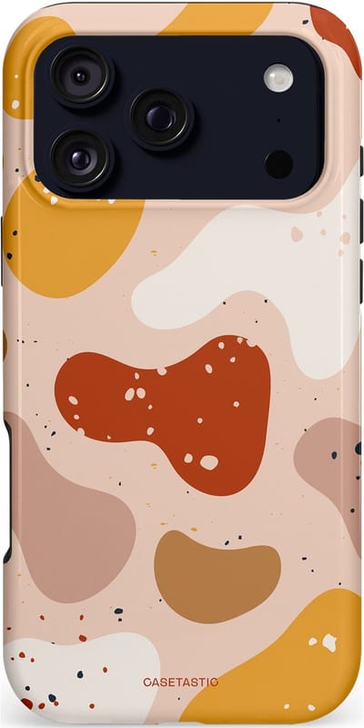 Casetastic hoesje geschikt voor Apple iPhone 17 Pro Max - MagSafe - Dubbellaagse bescherming - Terrazzoque - Fashion Case - Zand Perzik Okergeel Lichtgrijs