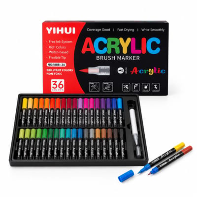36-delige set vloeibare acrylstiften in geschenkdoos - zachte punt voor tekenen en graffiti