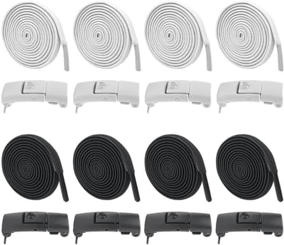 Cosensi - Magnetische Sluitingen - Elastic Laces - Geen Strik - Wit en Zwart - Universele Vervangende Veters - Geschikt voor Sportschoenen en Laarzen