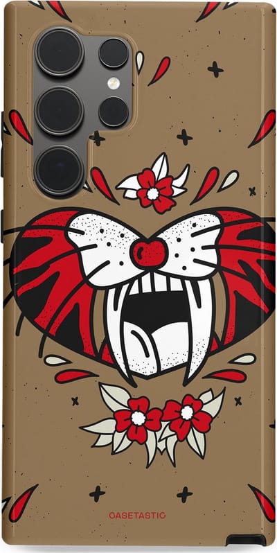 Casetastic hoesje geschikt voor Samsung Galaxy S24 Ultra - Dubbellaagse bescherming - Wilde kracht - Fashion Case - Taupe Donkergrijs Bordeaux
