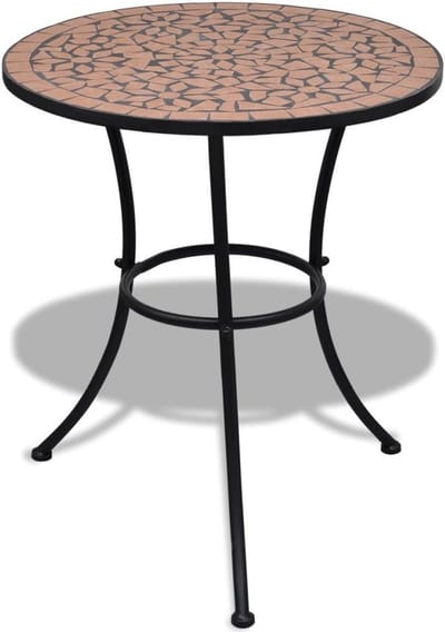 Mozaïek Tafel - Tuintafel Bijzettafel - Buiten Zitten - Weerbestendig Frame - 60 cm Diameter - Terracotta