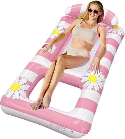 Opblaasbare Zwemband - Drijvende Lounge - Ontspannen aan het water - Met hoofdsteun - 154x82 cm - Roze