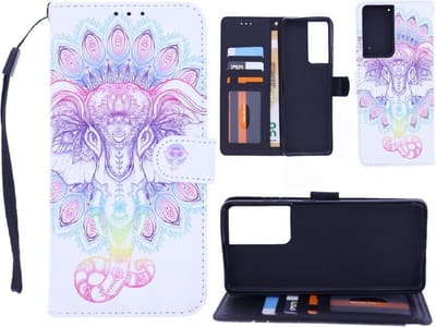Bookcase Geschikt voor: Samsung Galaxy S21 Ultra hoesje met print - Elephant 3D