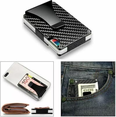 Pasjeshouder / Kaarthouder carbon met Geldclip en RFID Anti-Skim- Credit Card Holders