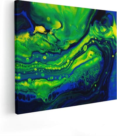 Artaza Canvas Schilderij Abstracte Kunst - 50x40 cm - Wanddecoratie Woonkamer - Muurdecoratie Blauw - Kamer Accessoires