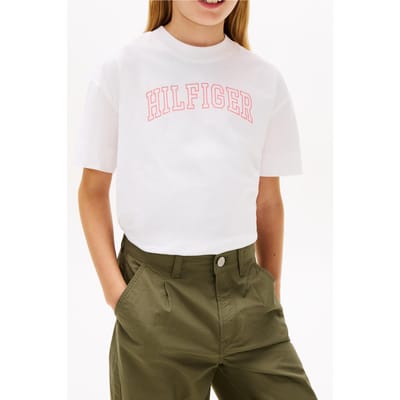 Tommy Hilfiger Girls Varsity Tee Ss White Taglia: 8 | T-shirt Outlet | kids | Bianco