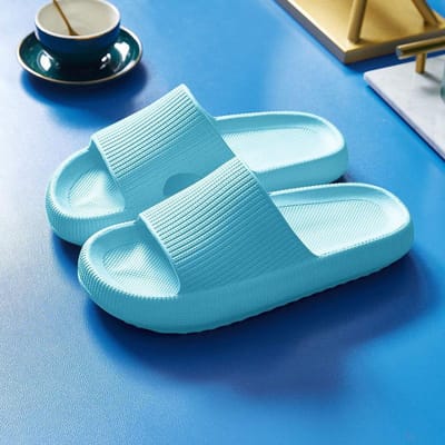Kidmi Zomer Slippers met Dikke Zool Dames Sandalen Huishoudelijke Slippers met Zachte Zool Antislip Ademende Schoenen Platte Sandalen voor Dames 36-37 blue