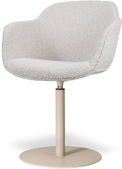 Nolon Niva-Mare Draaibare Tulp Eetkamerstoel Bouclé Beige - Beige Onderstel - Comfortabel - Modern - Armleuning