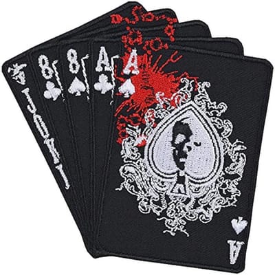 Geborduurde Pokerkaarten Strijkpatch voor Bikers - Rocker Applicatie voor Alle Stoffen | 85x85mm
