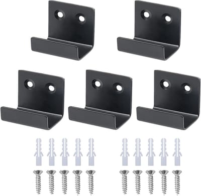 Set van 5 Zwarte Wandhaken van RVS voor Tegels - Stevige Haakjes voor Badkamer, Keuken en Garage met Bevestigingsschroeven