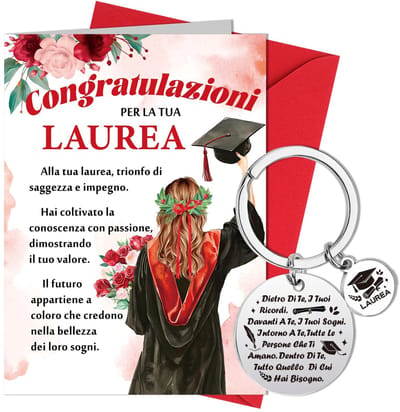Dailygoods- Afstuderen Wenskaart - Sleutelhanger - Afgestudeerde - Afstudeer Cadeau - Gastgeschenk - Rood, Papier/Roestvrij Staal - Afstudeercadeau