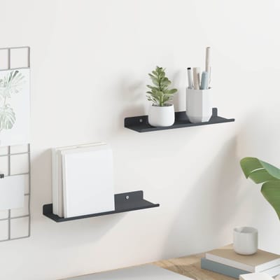 vidaXL - Zwevende - plank - 2 - st - Antraciet - 30 - x - 9 - x - 2,5 - cm - Staal