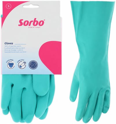 Sorbo Latexvrije Huishoudhandschoenen S - Nitril Schoonmaakhandschoenen - Herbruikbaar - Blauw
