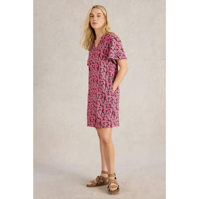 White Stuff Lindsay Linen Blend Dress Pink Print Taglia: 10 REGULAR | Abiti in T-Shirt Outlet | Donna | Bianco
