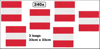 240x Servetten Oostenrijk 33cm x 33cm - 3 laags - Servet diner eten knoeien restaurant BBQ thema feest verjaardag feest