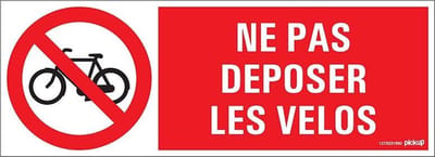 Pickup panneau 33x12 cm - Ne pas deposer les velos