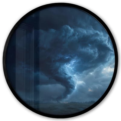 Poster in lijst Rond - Fotolijst 40x40 cm - Posters - Tornado - Duister - Wolken - Ronde posterlijst zwart - Decoratie - Wanddecoratie woonkamer - Muurdecoratie slaapkamer
