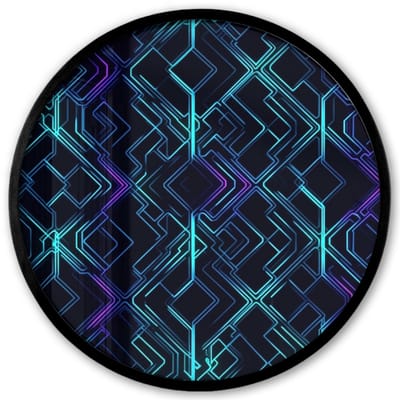 Poster in lijst Rond - Fotolijst 40x40 cm - Posters - Gaming - Ruitvormen - Abstract - Neon - Paars - Ronde posterlijst zwart - Decoratie - Wanddecoratie woonkamer - Muurdecoratie slaapkamer