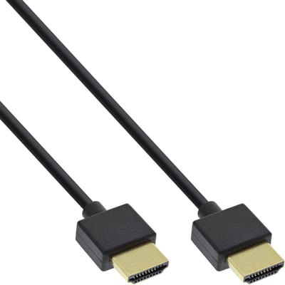 InLine HDMI Superslim A an A, HS Eth. schwarz/gold, 1m