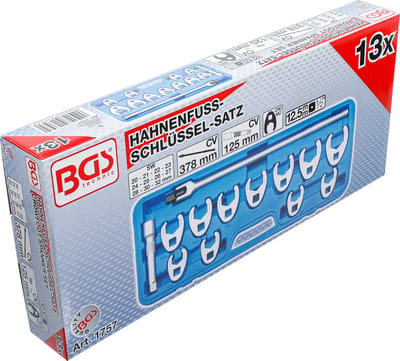 BGS Kraaienpoot-steeksleutelset Aandrijving binnenvierkant 12,5 mm (1/2") SW 20 - 32 mm 13-delig - 1757