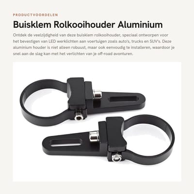 Dailygoods- Buisklem Aluminiumlegering - Bevestigingsklem voor LED - Rolkooihouder - 2 Stuks - Geschikt voor Auto/Vrachtwagen - Bescherming tegen Schade