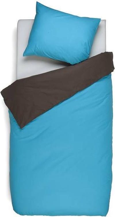 Snoozing Two Tone - Dekbedovertrek - Eenpersoons - 140x200/220 cm + 1 kussensloop 60x70 cm - Turquoise/Bruin