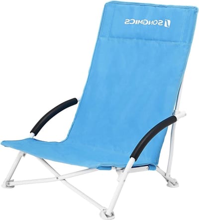 Campingstoel Strandstoel hoge rugleuning draagbare klapstoel inklapbaar licht comfortabel zeer belastbaar outdoorstoel draagtas lichtblauw-GCB61BU
