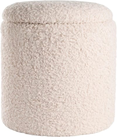 Lisomme Sem teddy poef gebroken wit - met opbergruimte - Ø 36 cm