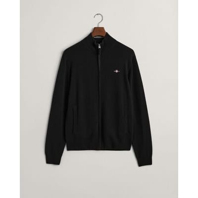 Gant Vest Superfine Lambswool Zip Cardigan Zwart / male