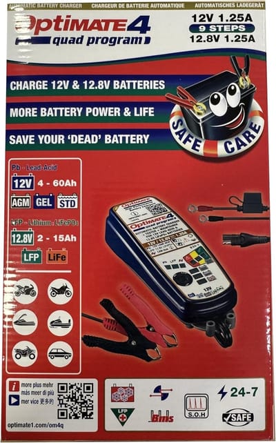 Acculader - Batterijlader - Voertuig Onderhoud - Quad Programma - 22x8x5 cm