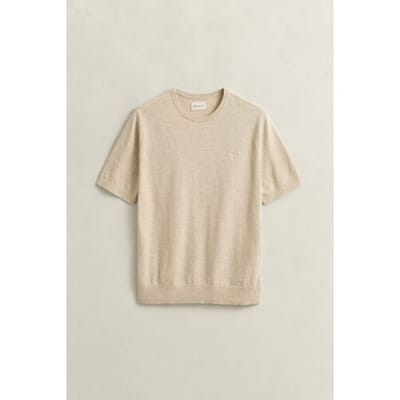 Gant Trui Slub Cotton Linnen Short Sleeve Crew Neck Seed Melange / male