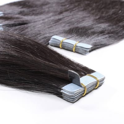 hair2heart Premium Tape Extensions Ruw haar Glad - 10 tapes 2,5 g 40 cm Natuurlijk zwart