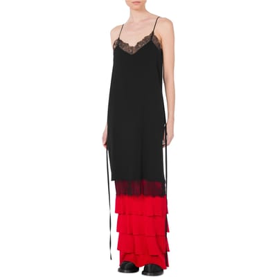 Moschino Ruffles Mania Enver Satin Dress Black Maat: 40 | Maxi Jurken Outlet | Dames | Zwart
