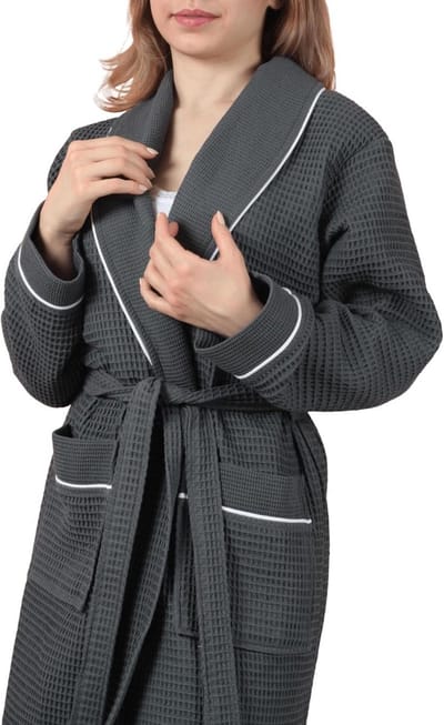 Unisex Wafel Piqué Badjas 100% Katoen voor Heren en Dames