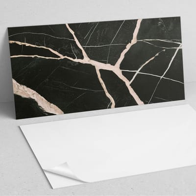 Coloray Wandpanelen Zelfklevend - Elegant marmerpatroon PVC Wandpaneel - 100 cm x 50 cm - Zwart Wandbekleding Zelfklevend - 1 stuk - Texturen Wandpanelen Zelfklevend - Wandbord Keuken - Wandpaneel Badkamer