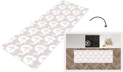 Keukenloper - Loper keuken - Olifant - Design - Stippen - 150x50 cm - Keukenloper vinyl