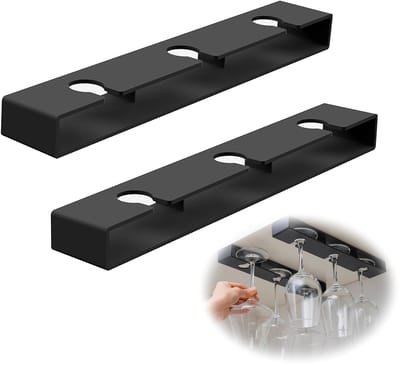 Dailygoods- Bekerhouder Hangend - Wijnglashouder - Glashouder - Kunststof - Ruimtebesparend - Zelfklevend, Geen Boren Nodig