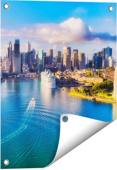 Gards Tuinposter Sydney Stad bij de Haven - 40x50 cm - Tuindoek - Tuindecoratie - Wanddecoratie buiten - Tuinschilderij