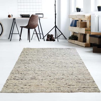 Wollen vloerkleed - Veve grijs/crème 70x130