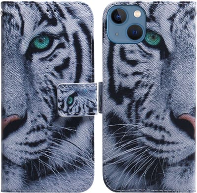 BookCover Etui Hoes geschikt voor iPhone 15 Tijger