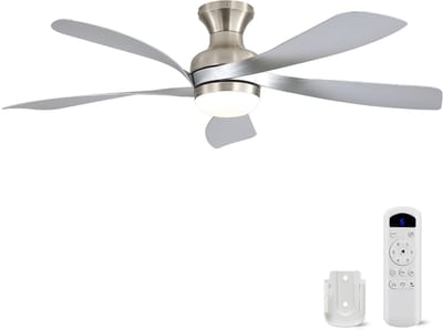 Plafondventilator Met Lamp - 5 ABS Bladen - Ø 132 cm - Dimbare lamp - Met Afstandsbediening - 6 ventilatorstanden - LED's Light - Zilver