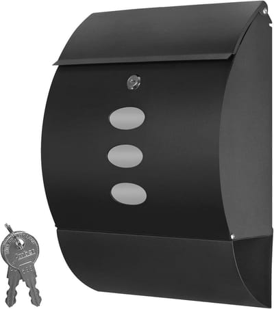 Gepoeerde brievenbus met krantenvak, afsluitbaar - Modern en robuust design, 2 sleutels incl.